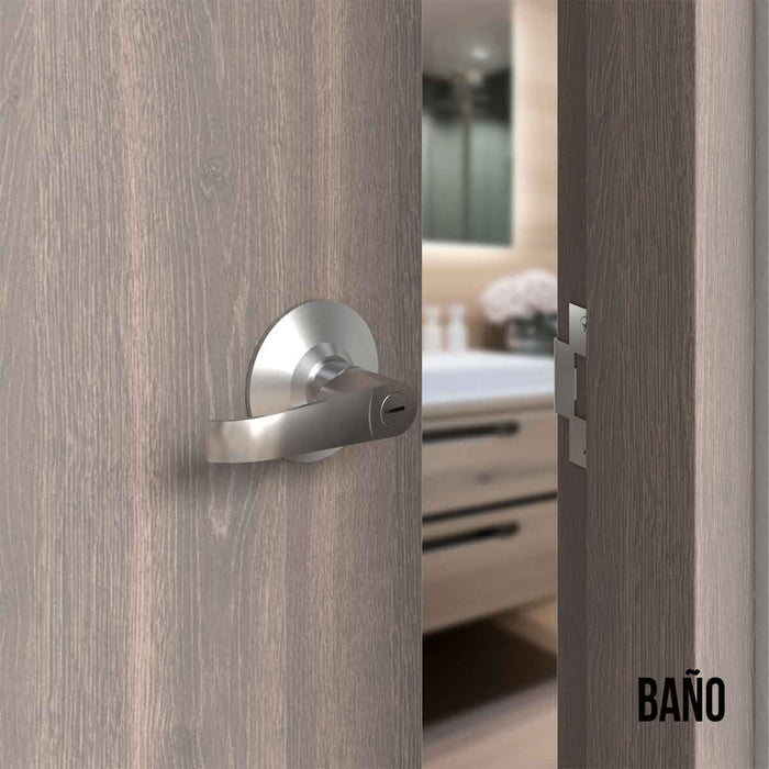 Cerradura chapa palanca estándar cilíndrica para puerta de paso