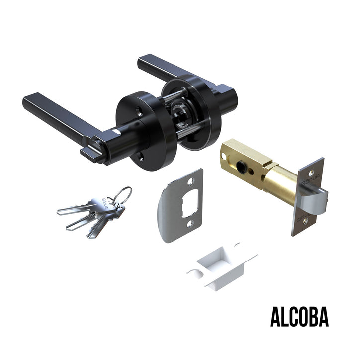 Cerradura chapa tubular premium palanca escudo redondo para puerta de paso negra