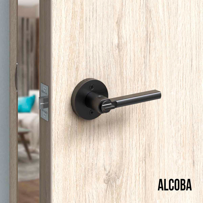 Cerradura chapa tubular premium palanca escudo redondo para puerta de paso niquel satinada