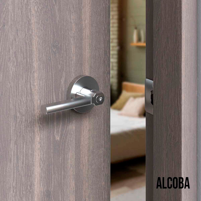 Cerradura chapa tubular premium palanca escudo redondo para puerta de paso negra