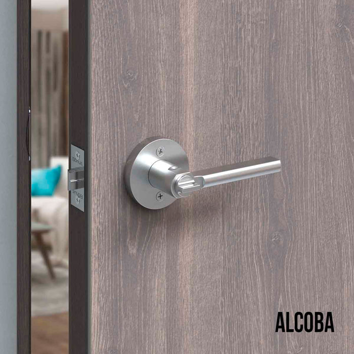 Cerradura chapa tubular premium palanca escudo redondo para puerta de paso niquel satinada