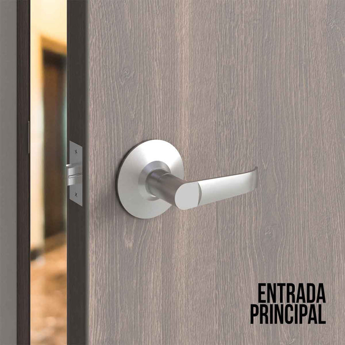 Cerradura chapa palanca estándar cilíndrica para puerta de paso