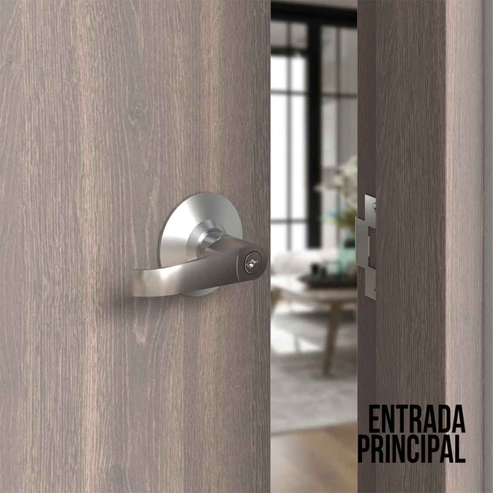 Cerradura chapa palanca estándar cilíndrica para puerta de paso