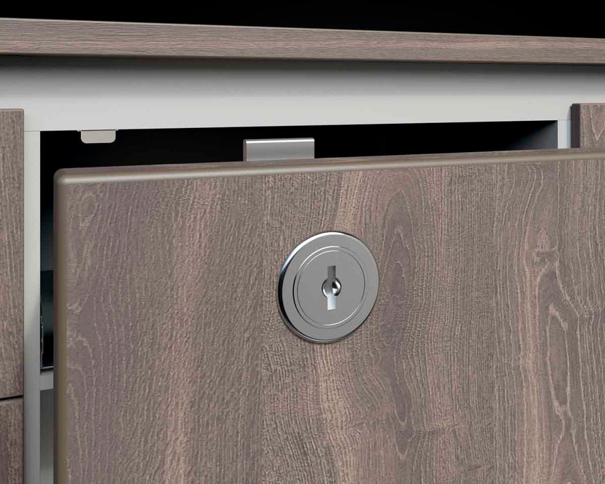 Chapa cerradura para mueble cilindro largo 19 x 32 mm satin niquel