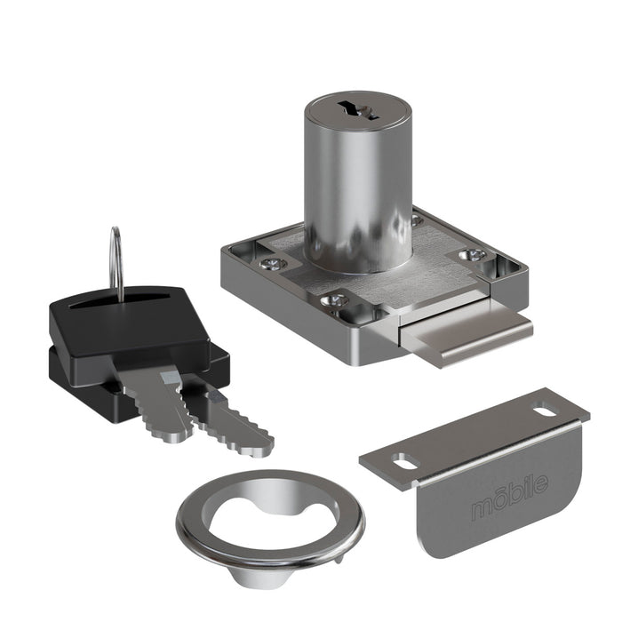 Chapa cerradura para mueble 16 x 20 mm niquel