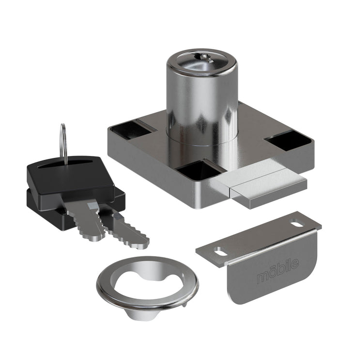 Chapa cerradura para mueble 19 x 22 mm satín níquel