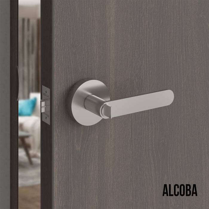 Cerradura chapa tubular premium palanca escudo redondo negra para puerta de paso