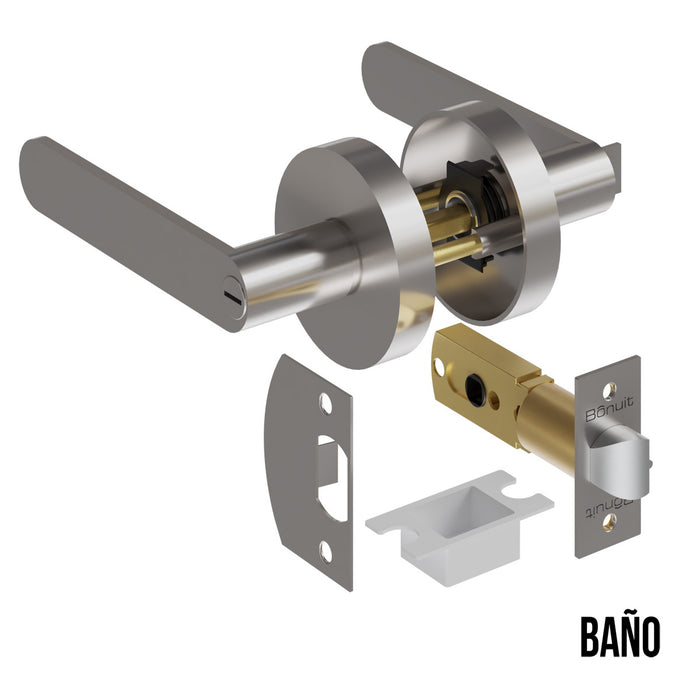 Cerradura chapa tubular premium palanca escudo redondo para puerta de paso