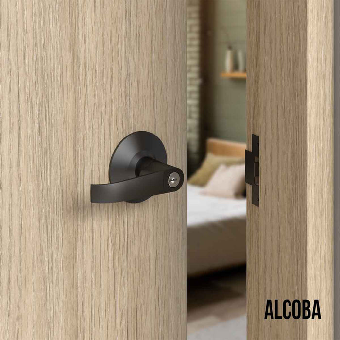 Cerradura chapa palanca estándar cilíndrica para puerta de paso