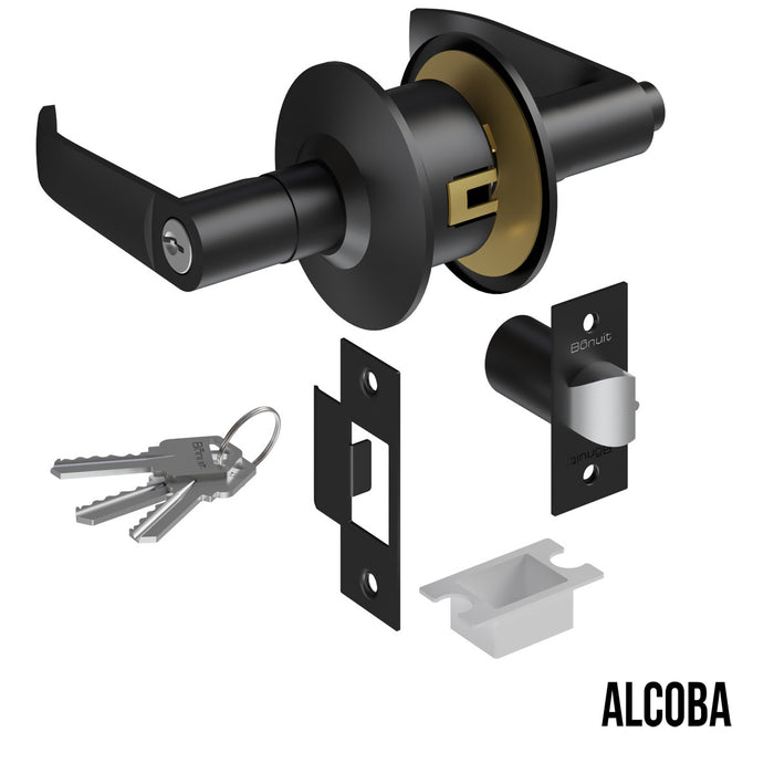 Cerradura chapa palanca estándar cilíndrica para puerta de paso