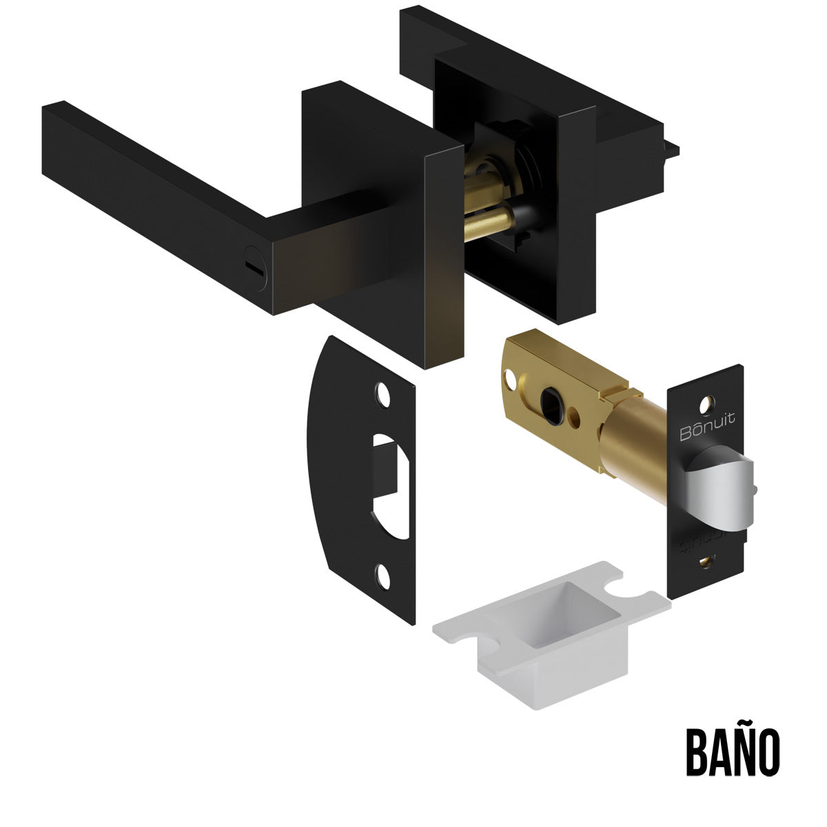 Cerradura chapa tubular premium palanca escudo cuadrado para puerta de paso