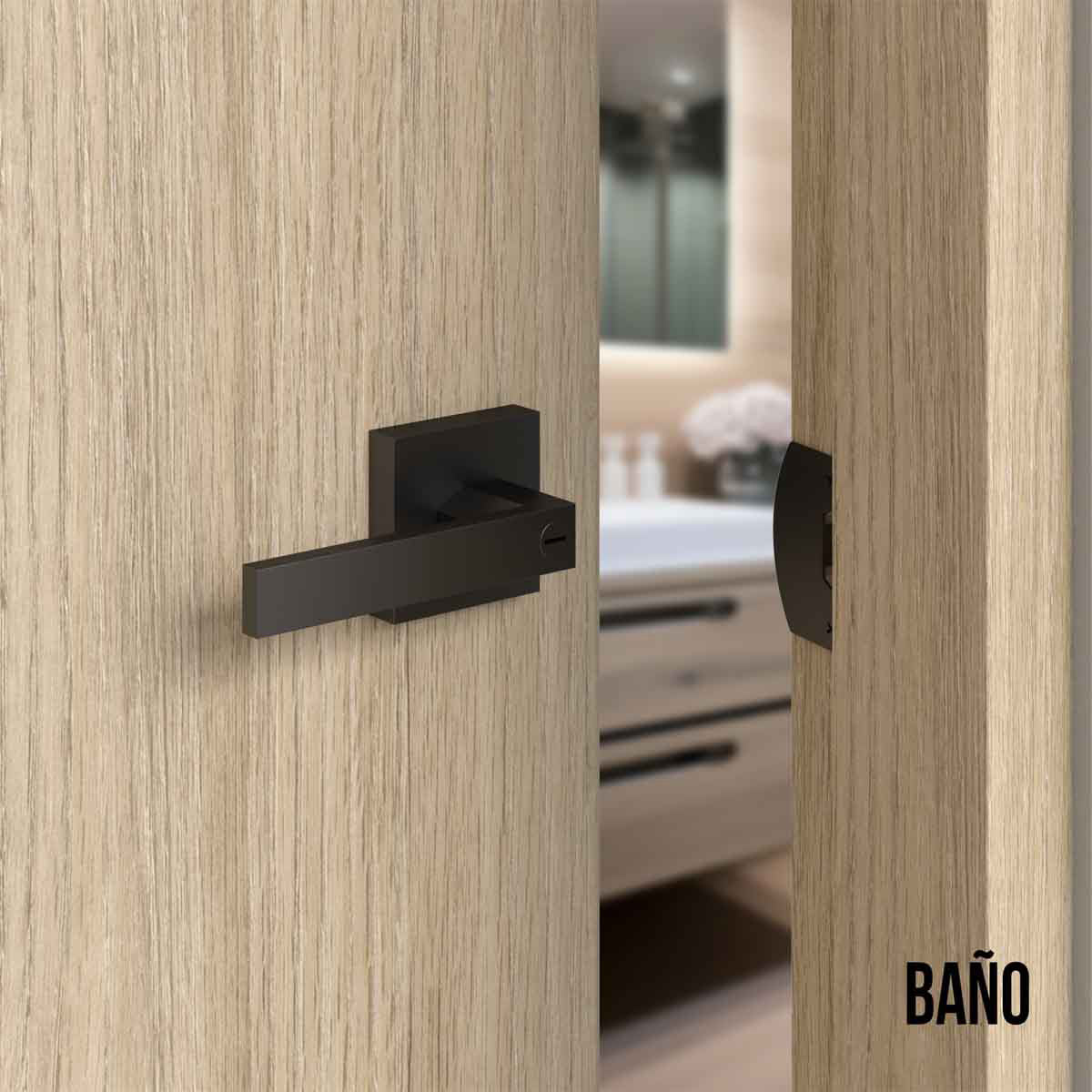 Cerradura chapa tubular premium palanca escudo cuadrado para puerta de paso