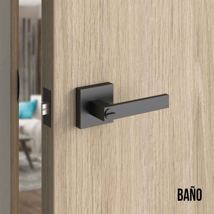 Cerradura chapa tubular premium palanca escudo cuadrado para puerta de paso