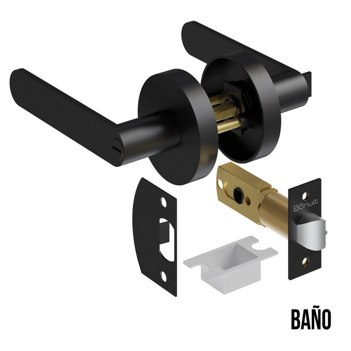 Cerradura chapa tubular premium palanca escudo redondo para puerta de paso