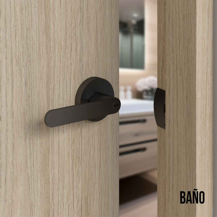 Cerradura chapa tubular premium palanca escudo redondo para puerta de paso