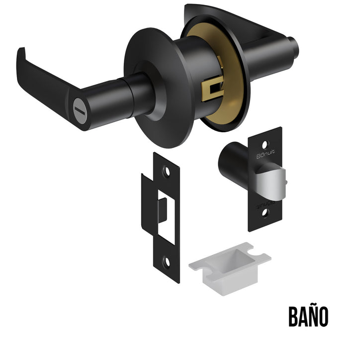 Cerradura chapa palanca estándar cilíndrica para puerta de paso