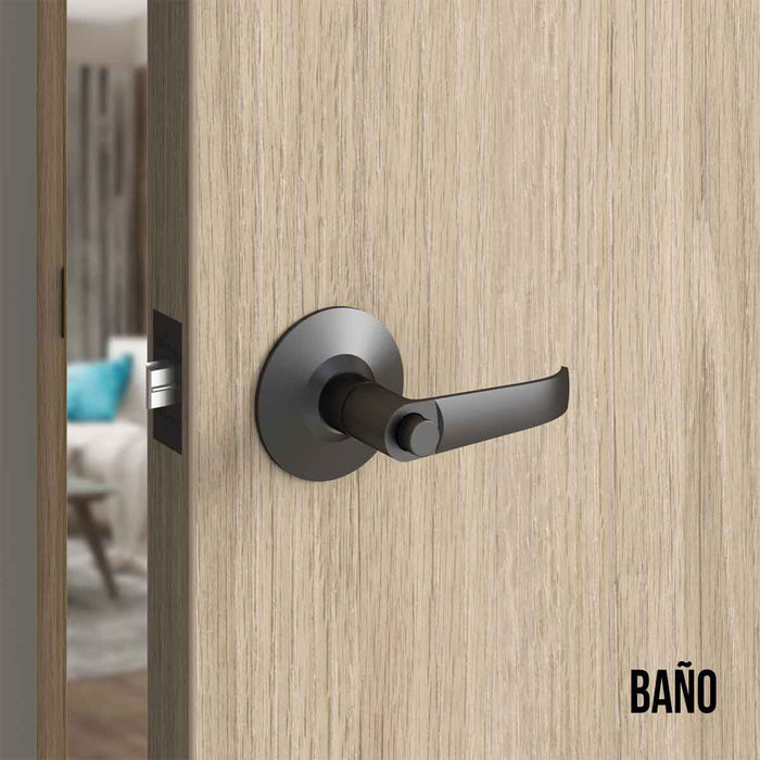 Cerradura chapa palanca estándar cilíndrica para puerta de paso