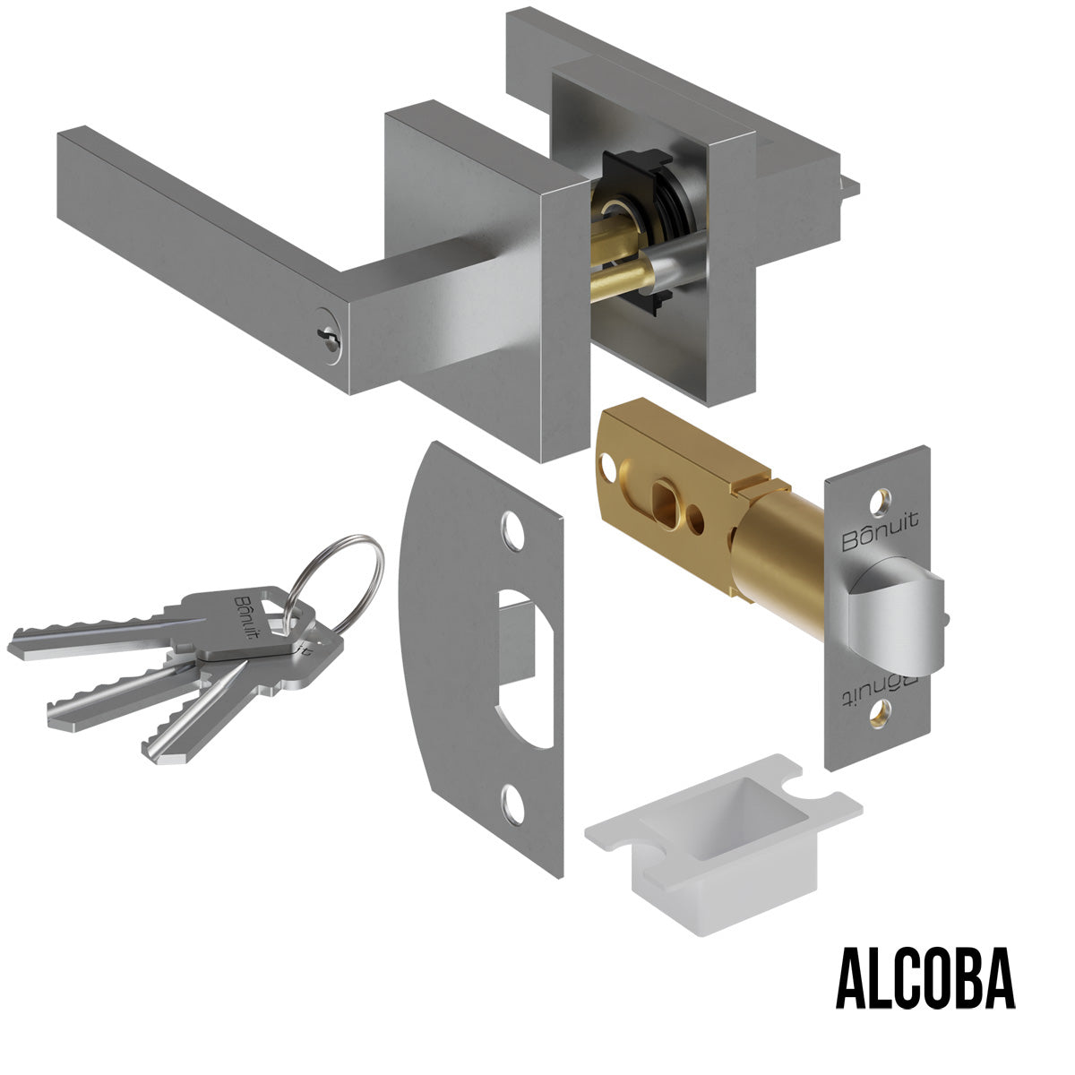 Cerradura chapa tubular premium palanca escudo cuadrado para puerta de paso