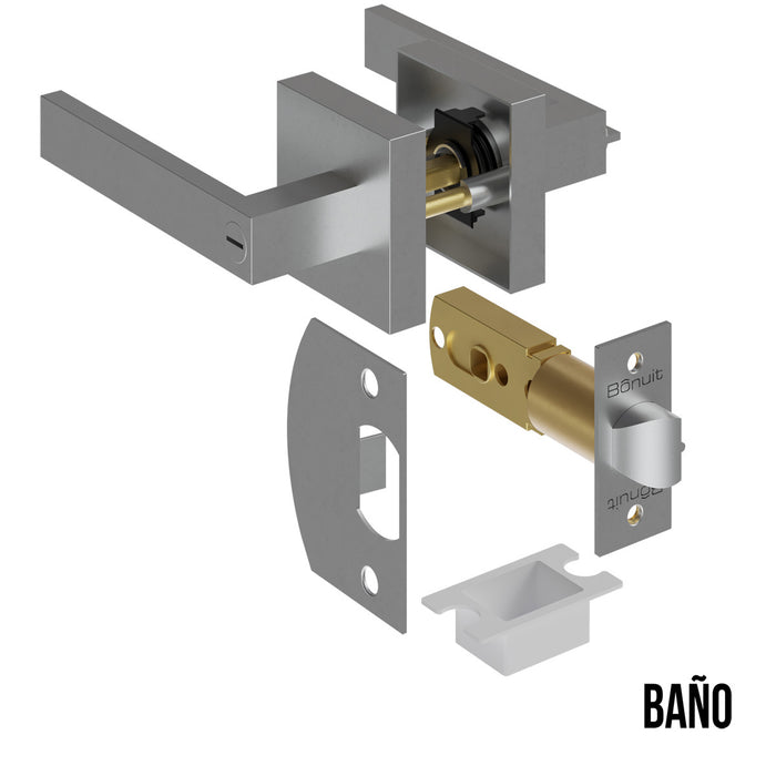 Cerradura chapa tubular premium palanca escudo cuadrado para puerta de paso
