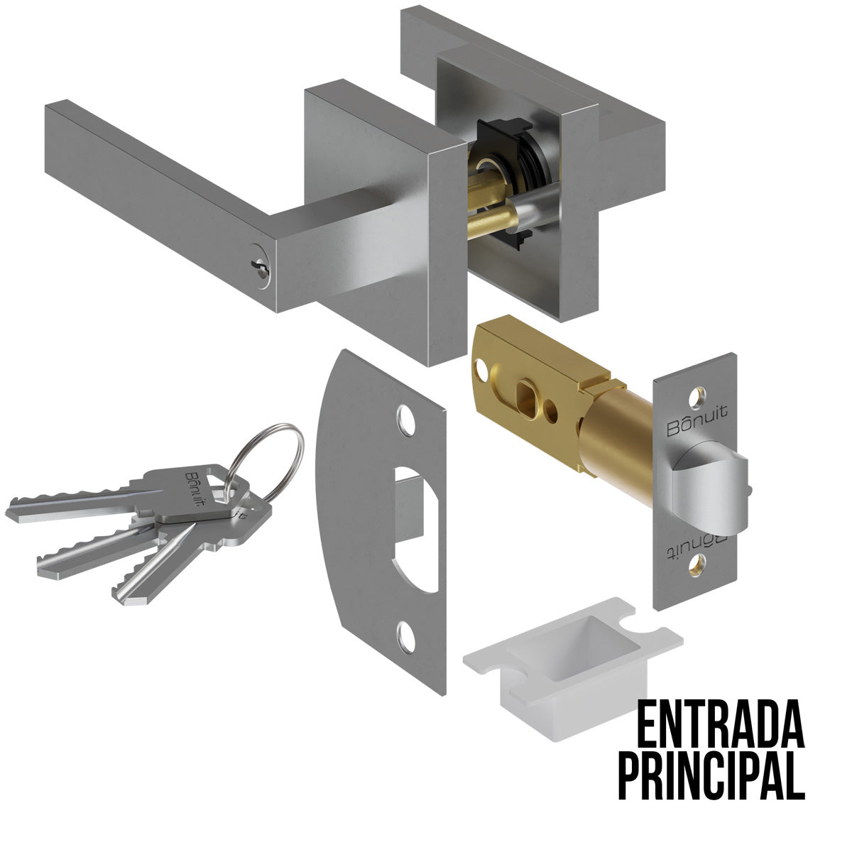 Cerradura chapa tubular premium palanca escudo cuadrado para puerta de paso