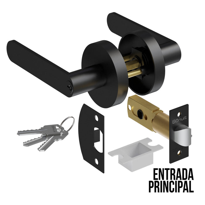 Cerradura chapa tubular premium palanca escudo redondo para puerta de paso