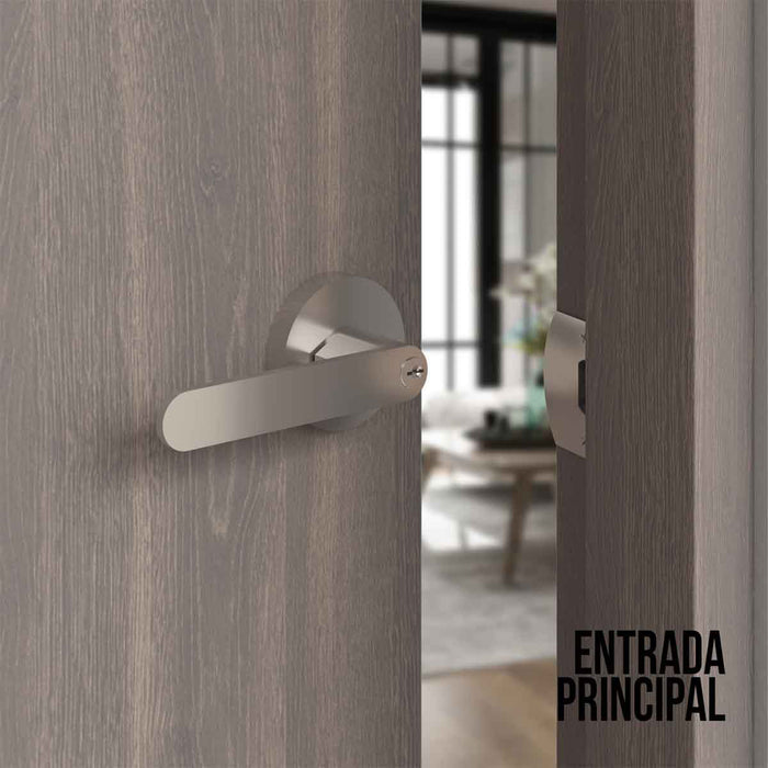 Cerradura chapa tubular premium palanca escudo redondo para puerta de paso