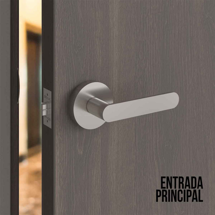 Cerradura chapa tubular premium palanca escudo redondo negra para puerta de paso