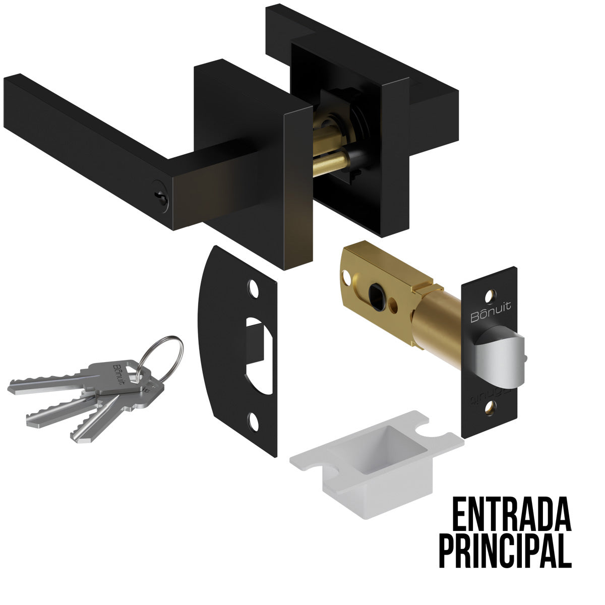Cerradura chapa tubular premium palanca escudo cuadrado para puerta de paso