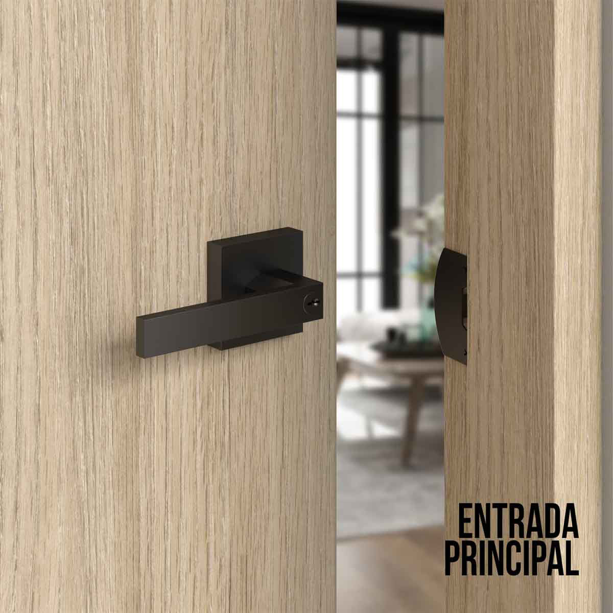 Cerradura chapa tubular premium palanca escudo cuadrado para puerta de paso