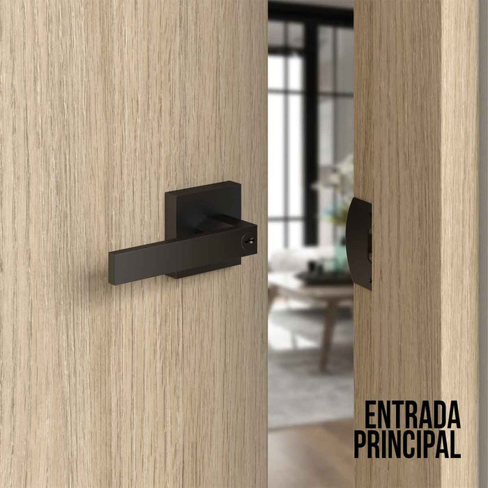 Cerradura chapa tubular premium palanca escudo cuadrado para puerta de paso