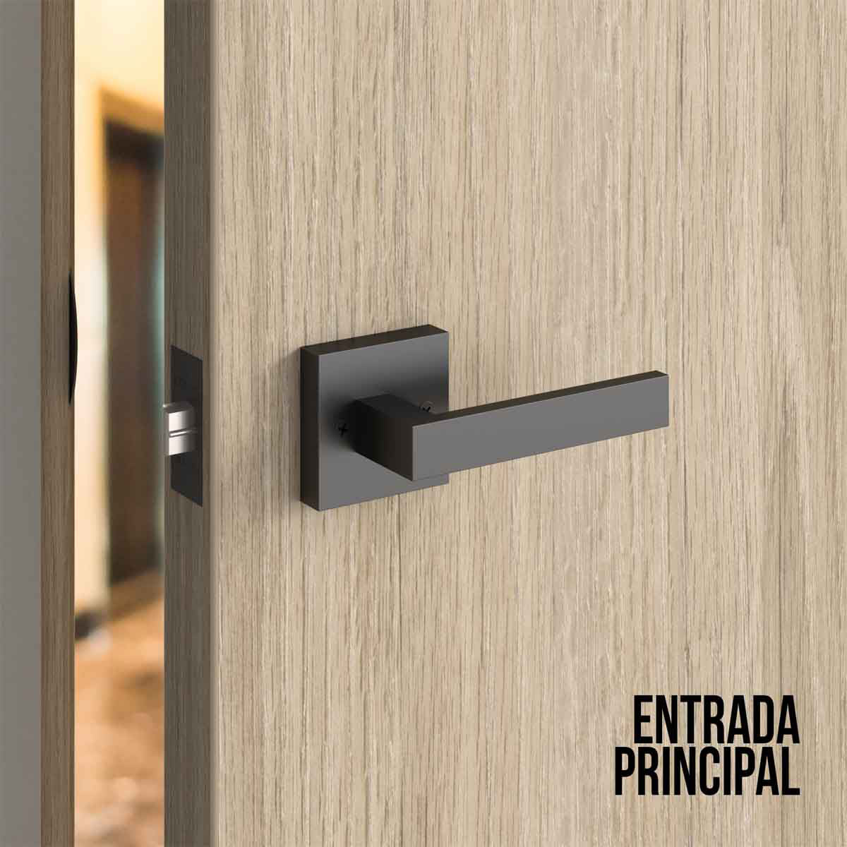 Cerradura chapa tubular premium palanca escudo cuadrado para puerta de paso
