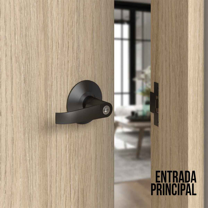 Cerradura chapa palanca estándar cilíndrica para puerta de paso