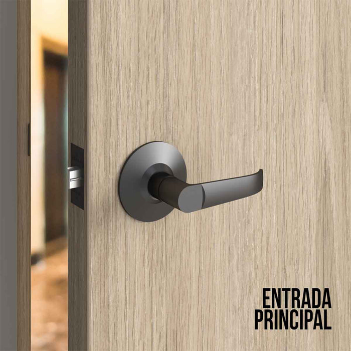 Cerradura chapa palanca estándar cilíndrica para puerta de paso