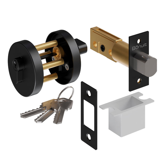 Cerrojo tubular premium escudo redondo puerta principal llave-mariposa negro