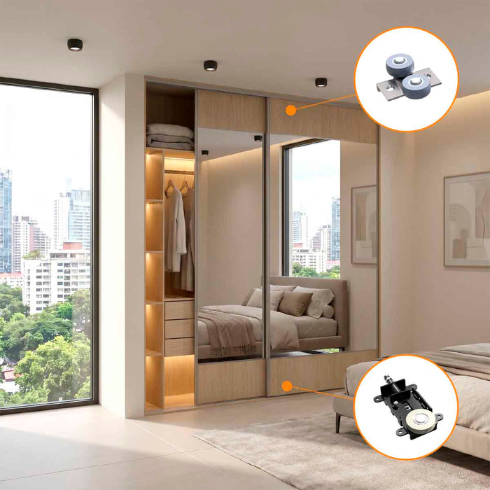 Kit de rodamientos sistema corredizo Amazonas para puerta de clóset