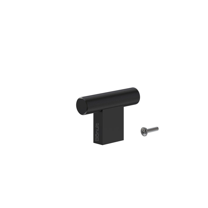 Botón tubular aluminio trenzado negro