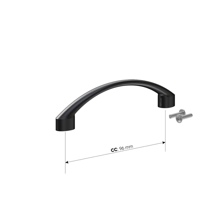 Manija aluminio semi arco plana, níquel cepillada o negra