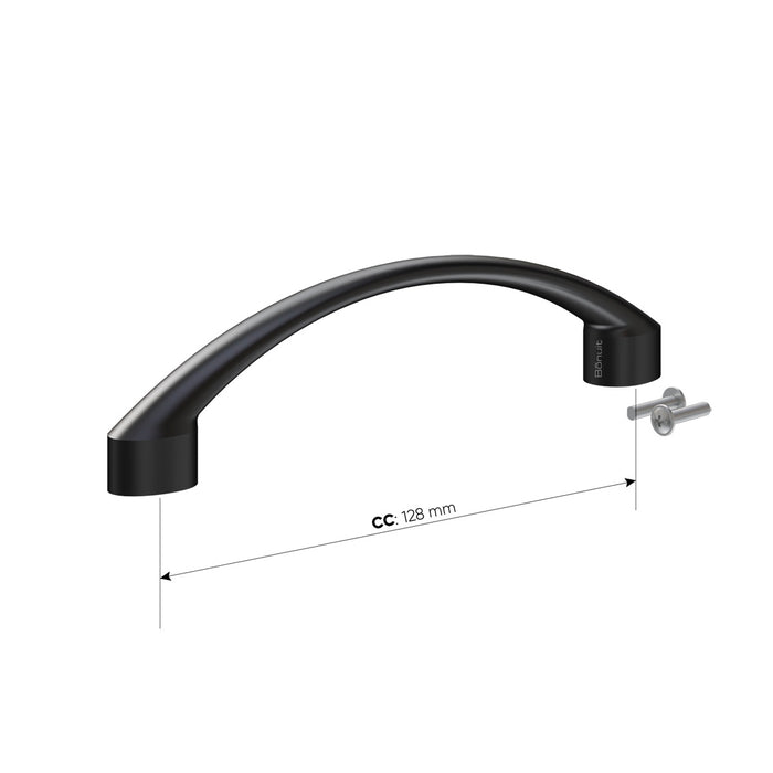 Manija aluminio semi arco plana, níquel cepillada o negra
