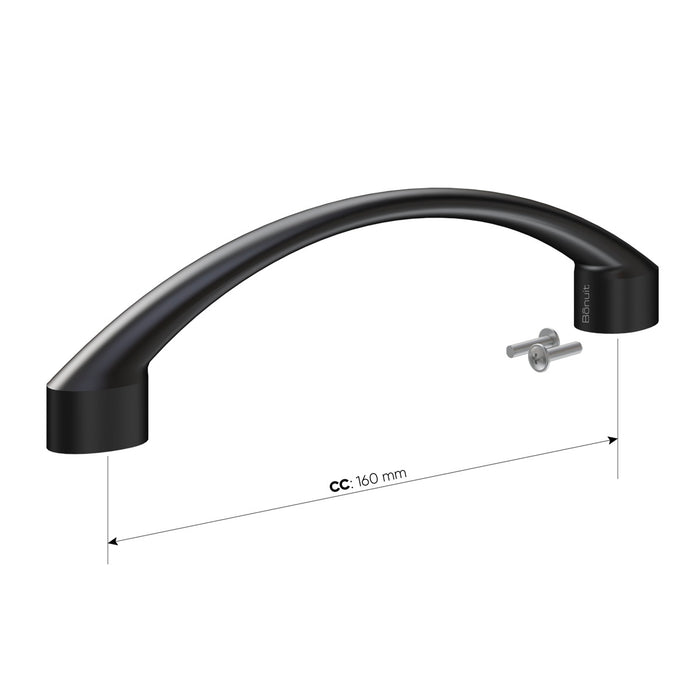Manija aluminio semi arco plana, níquel cepillada o negra