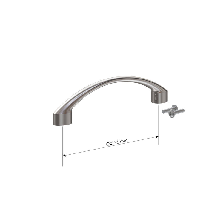 Manija aluminio semi arco plana, níquel cepillada o negra