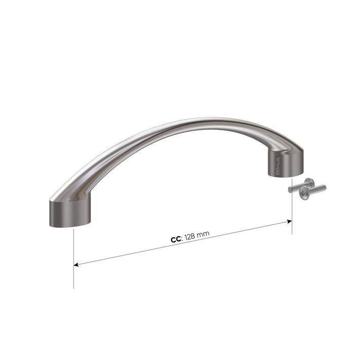 Manija aluminio semi arco plana, níquel cepillada o negra