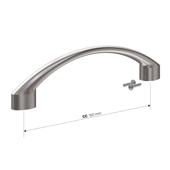 Manija aluminio semi arco plana, níquel cepillada o negra
