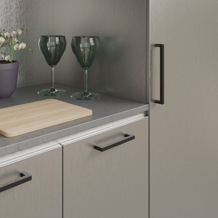 Manija rectangular acero 201 cepillado brillante o negro