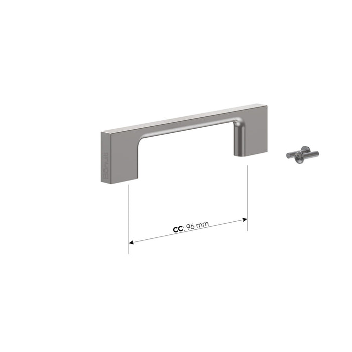 Manija rectangular en Zamak níquel cepillada o negra