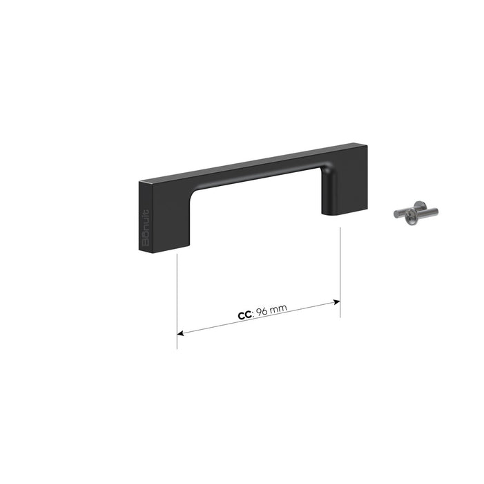 Manija rectangular en Zamak níquel cepillada o negra