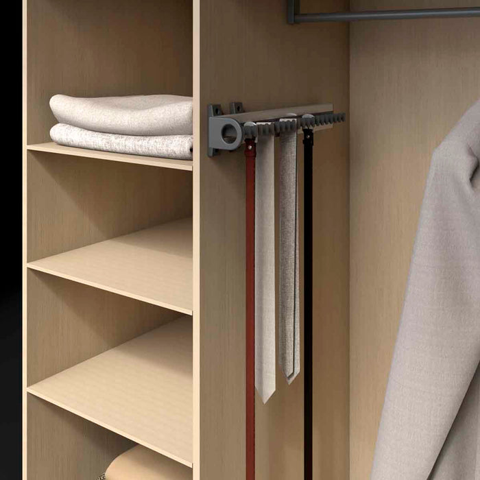 Corbatero con riel extensible gris o negro mate