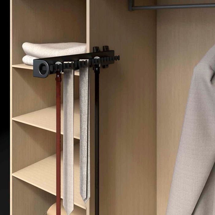 Corbatero con riel extensible gris o negro mate