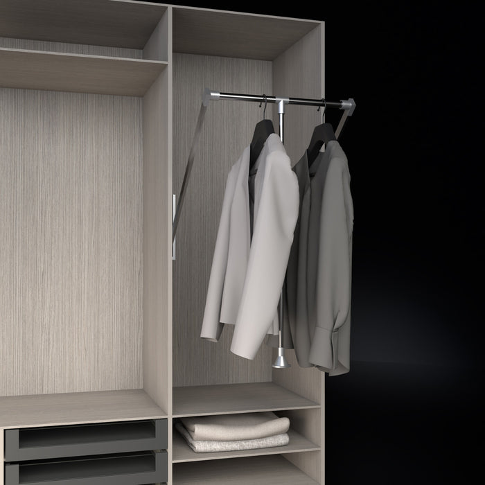 Elevador para closet 54-66 cm cromado o negro mate