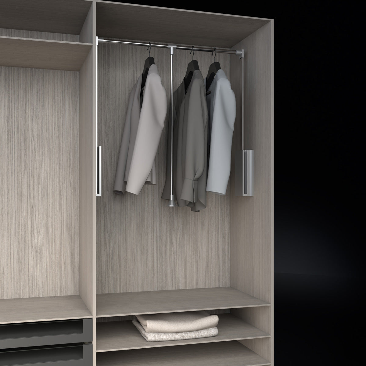 Elevador para closet 87 - 129 cm cromado o negro mate