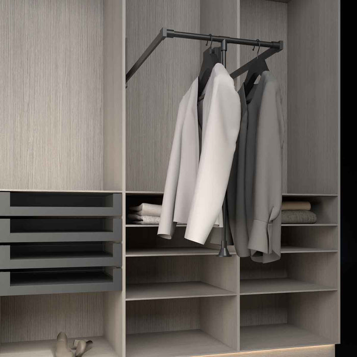 Elevador para closet 54-66 cm cromado o negro mate